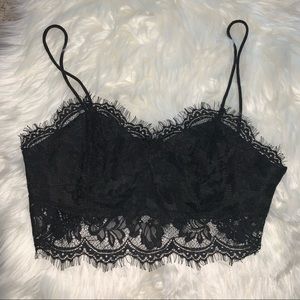 Black Lace Camisole Crop Bralette